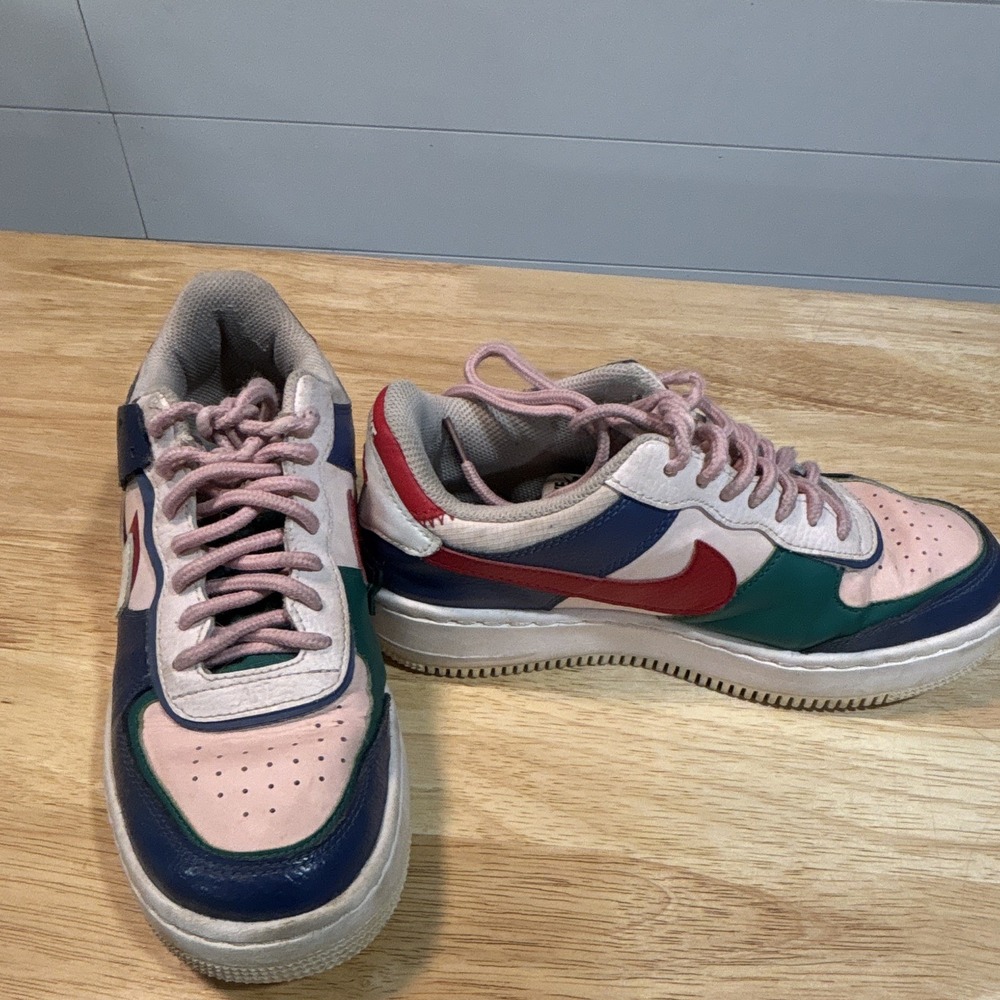 Nike Air Force 1 Low Top Leather Lace-Up Colorblock Sneakers Size 7.5